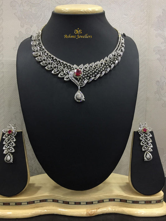 Diamond set with red ruby
